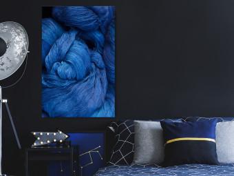Poster Blue Yarn - winter composition with a ball of navy wool