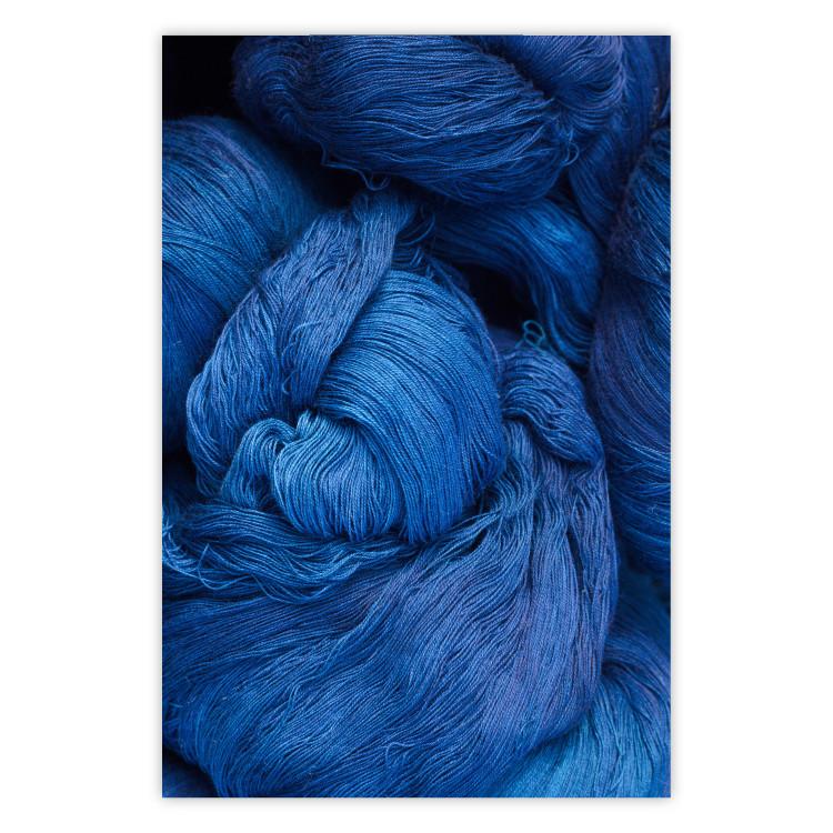 Blue Yarn - winter composition with a ball of navy wool