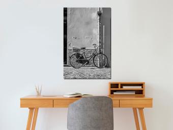 Canvas City bike - a vehicle in a retro district in black and white