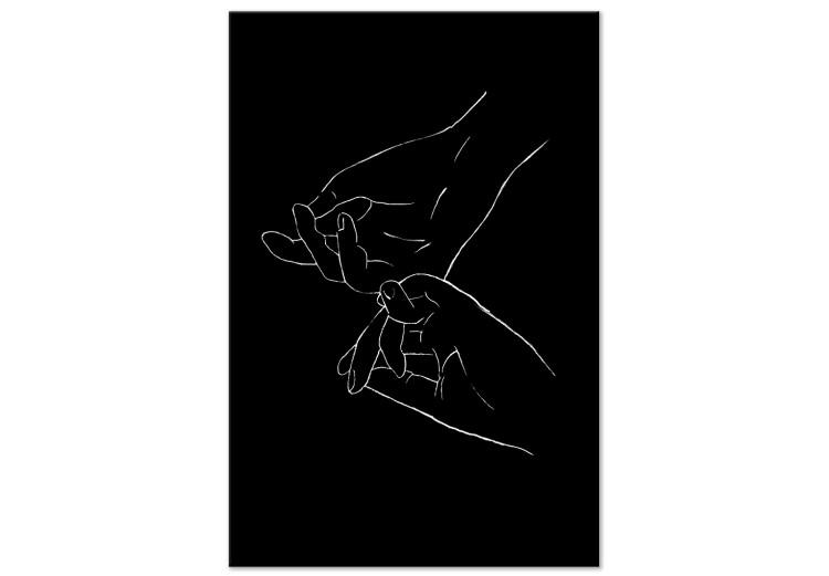 Canvas Print Touch in Lineart Style (1-part) - Hands in Black and White