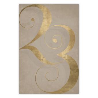 Poster Lucky Number - composition on a brown background with a golden accent