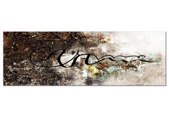 Canvas Oriental Charm - black lettering on a background of brown abstraction