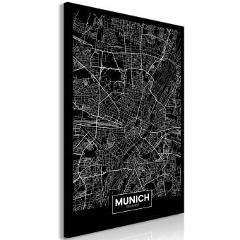 Canvas Munich - a minimalistic black and white map of the German metropolis