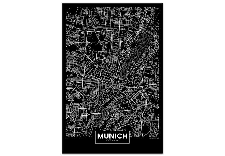 Canvas Print Munich - a minimalistic black and white map of the German metropolis