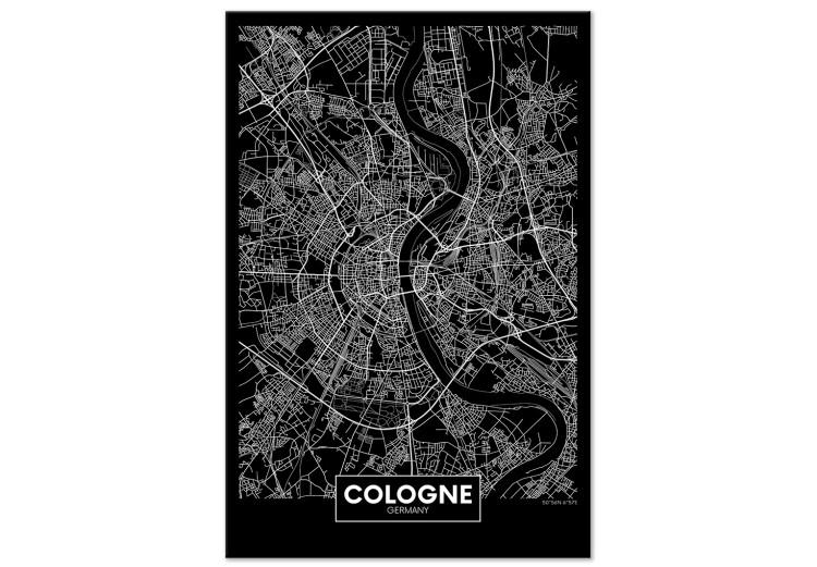 Canvas Print Cologne - bird's eye view city map of Germany in black and white
