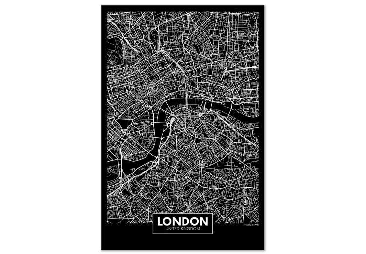 Canvas Print Dark Map of London (1 Part) Vertical