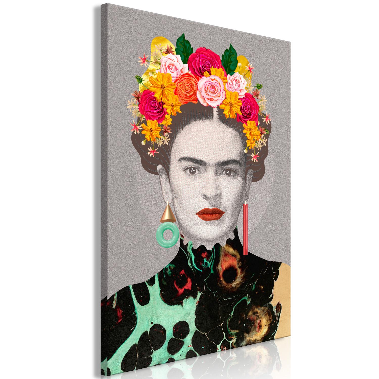 Canvas Floral Woman Portrait (1-part) - Colorful Figure Elements