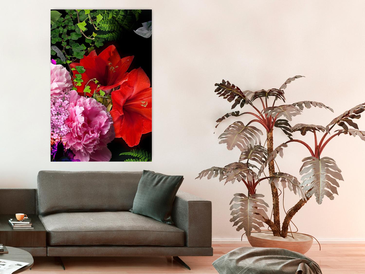 Poster Floral Symphony - colorful composition with flowers on a uniform background