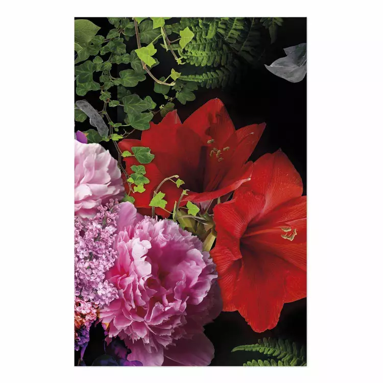 Poster Floral Symphony - colorful composition with flowers on a uniform background