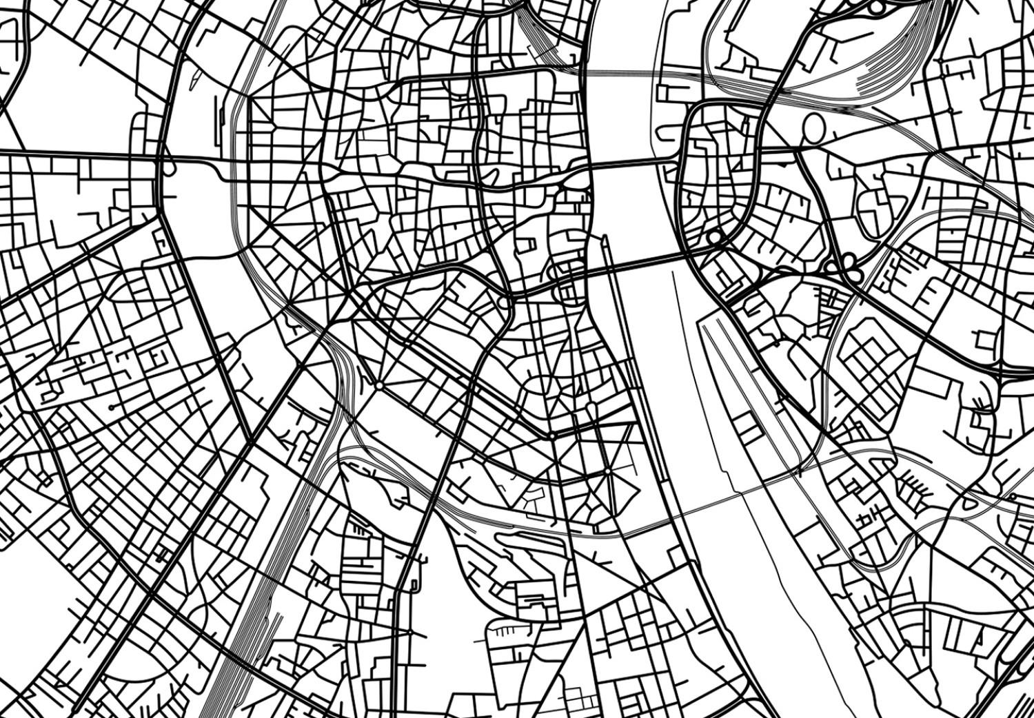 Canvas Cologne - black and white aerial map of the German city