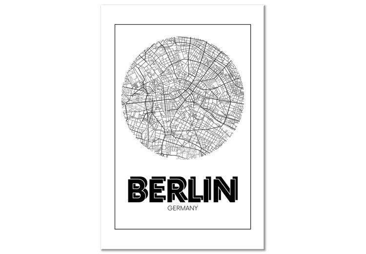 Canvas Print Berlin - black and white minimalistic map of the German capital