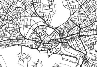 Canvas Hamburg - a minimalistic black and white map of the German city