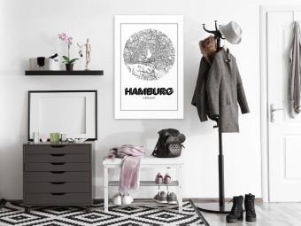 Canvas Hamburg - a minimalistic black and white map of the German city