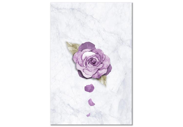 Watercolor rose - a purple plant on a light marble background
