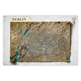 Poster Isometric Map: Berlin - capital of Germany in brown on a light background