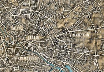 Poster Isometric Map: Berlin - capital of Germany in brown on a light background