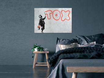 Poster Toxic - industrial graffiti in Banksy style with a boy and a sign