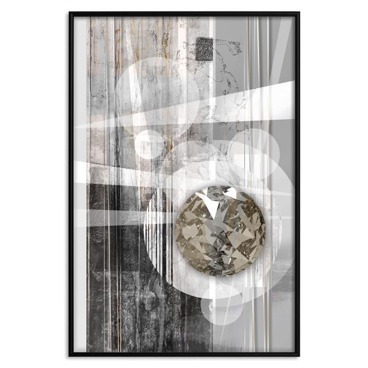 Poster Silver Symmetry - industrial abstraction with a sphere on an irregular background