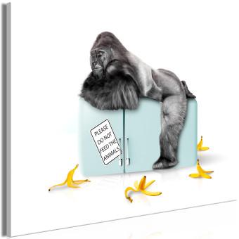 Canvas Confiscated refrigerator - funny photo with gorilla and inscriptions