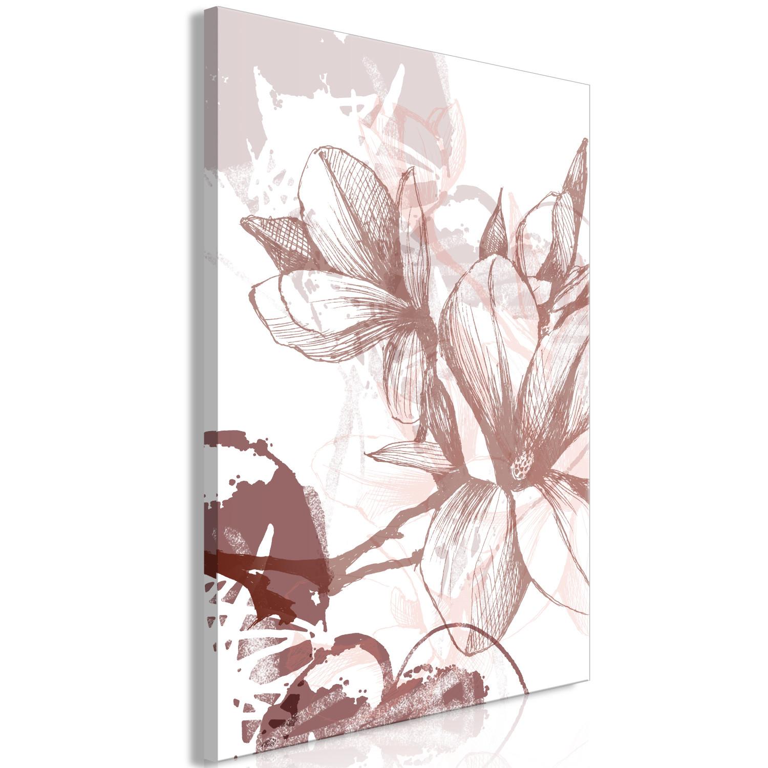 Canvas Magnolia engraving - a vintage illustration of a floral pattern