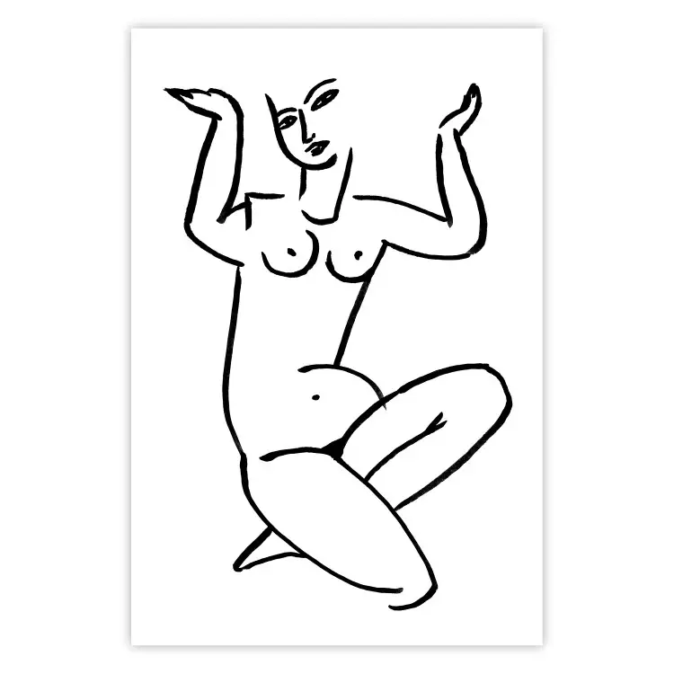 Uncertain Encouragement - black and white line art with the silhouette of a naked woman