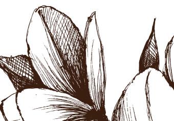 Poster Renaissance Magnolias - black and white composition with delicate flowers