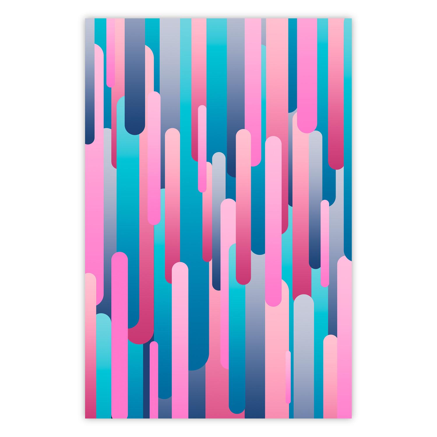 Poster Colorful Pistons - modern abstraction in multicolored rounded stripes