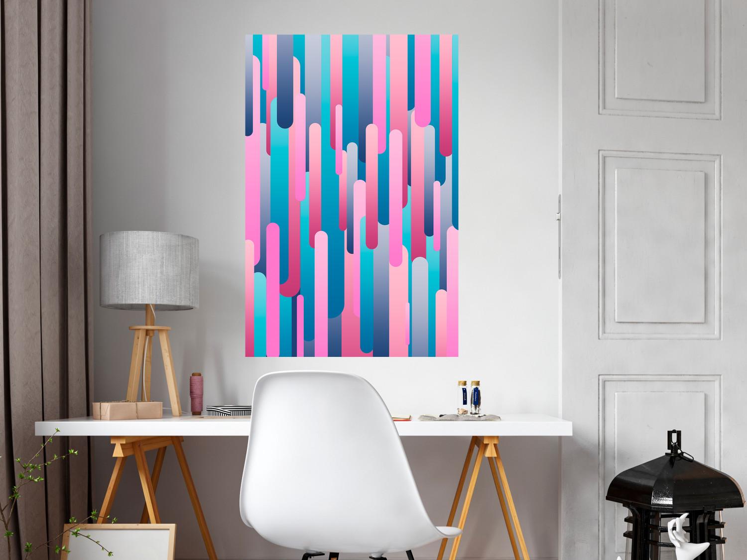 Poster Colorful Pistons - modern abstraction in multicolored rounded stripes