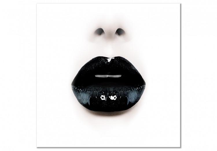 Canvas Print Black gold - a photo of a face with extravagant lip makeup