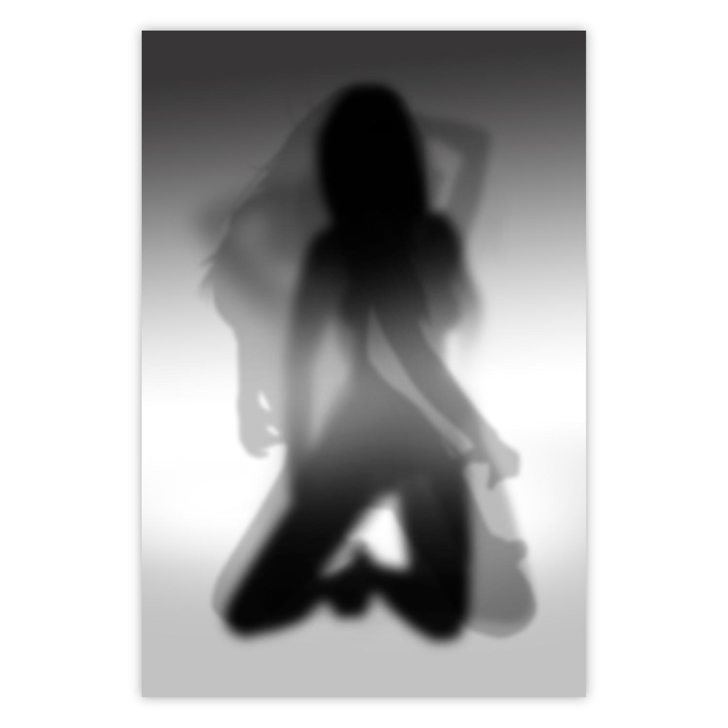 Poster Tempting Dance - black and white sensual composition with a woman's silhouette
