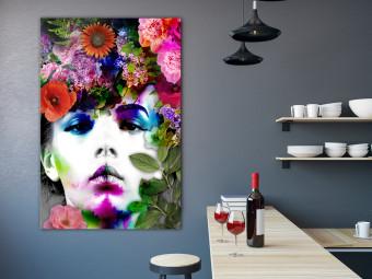 Canvas Floral crown - colorful portrait of a woman with a floral wreath