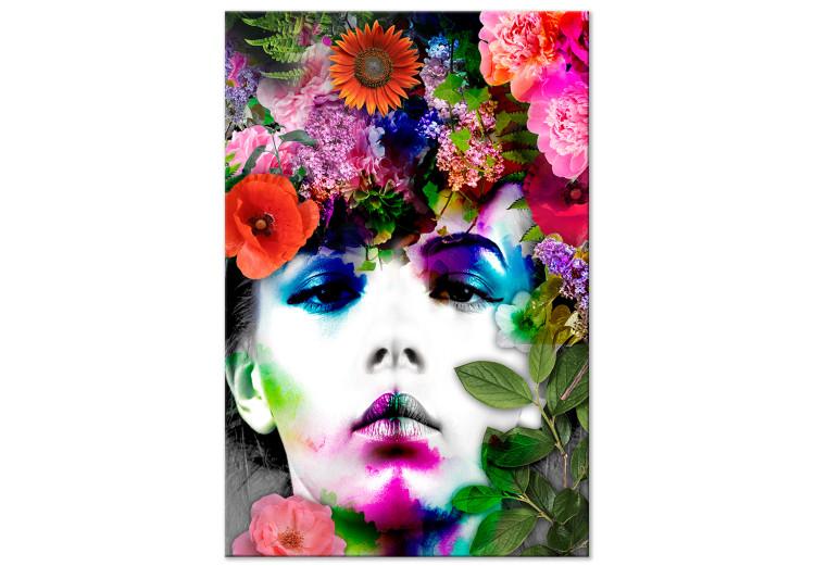 Canvas Print Floral crown - colorful portrait of a woman with a floral wreath