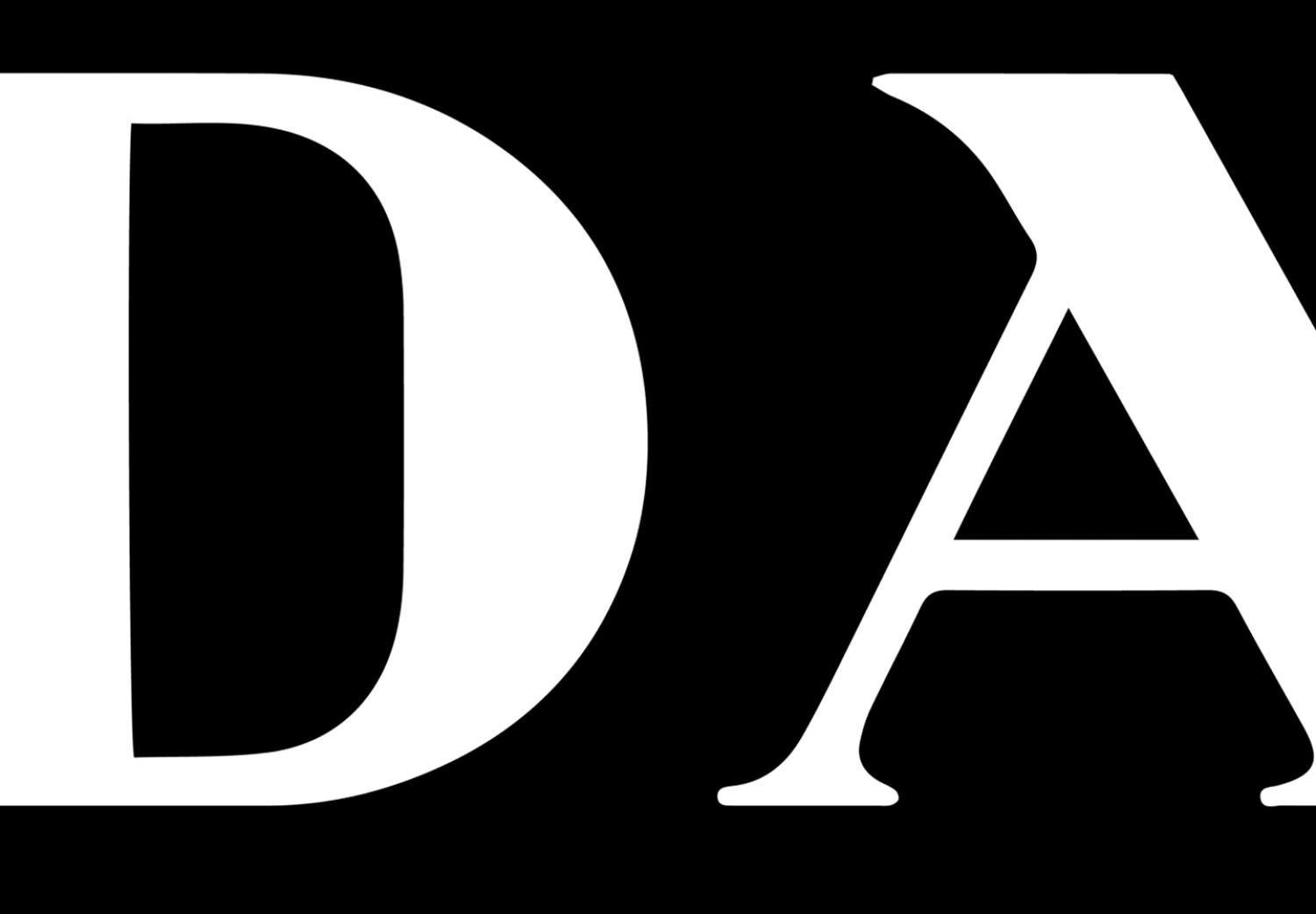 Poster Prada in Black - white English fashion brand name on a black background