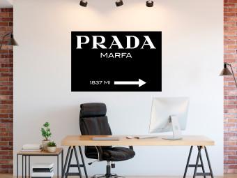 Poster Prada in Black - white English fashion brand name on a black background