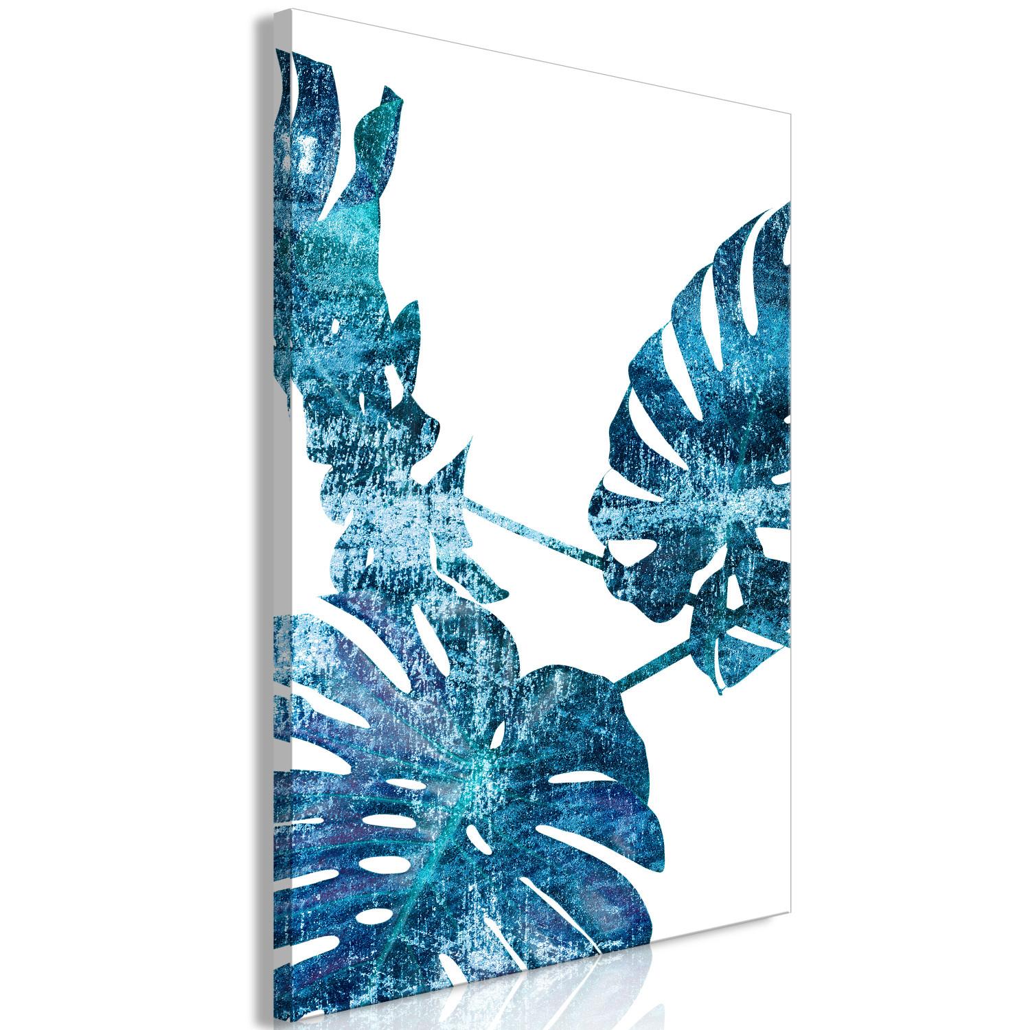 Canvas Topaz Reflections - Blue Monstera Leaves Isolated on White