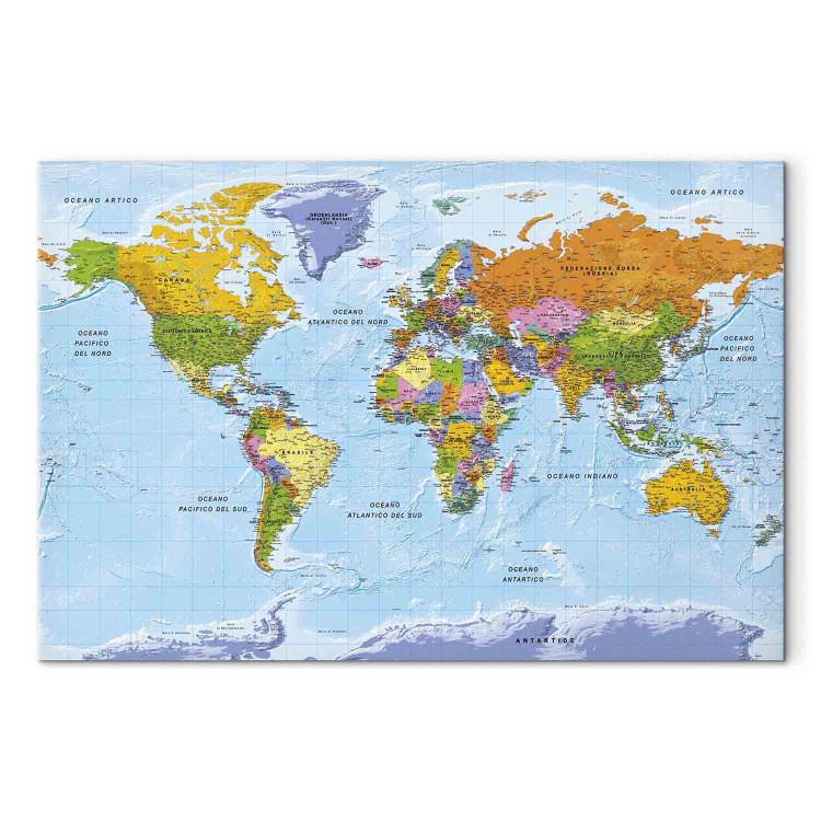 Canvas Print Seven Continents (1-part) - Colorful World Map in Italian