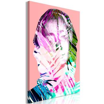 Canvas Neon Madonna - colorful portrait of a woman with a botanical design