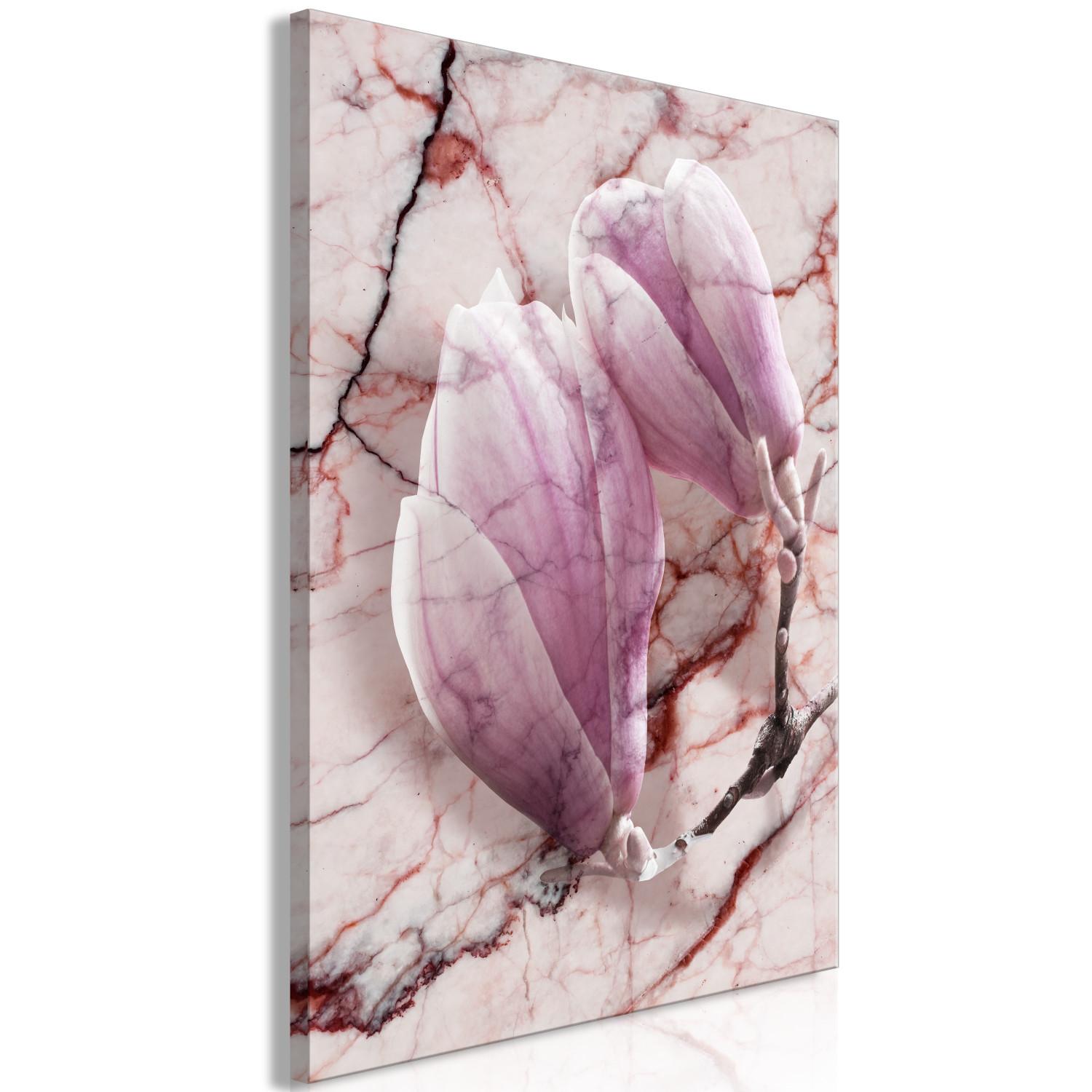 Canvas The subtlety of marble - magnolia flower motif on a marble background