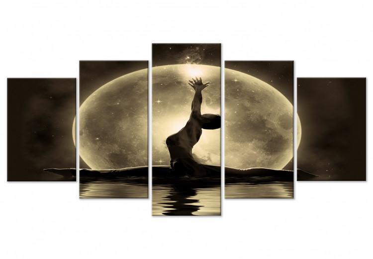 Canvas Print Lunar power - a ballerina against the background of water and the moon