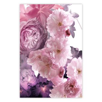 Poster Fan of Flowers - pink flowers and colorful plants on a white background