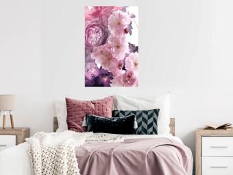 Poster Fan of Flowers - pink flowers and colorful plants on a white background