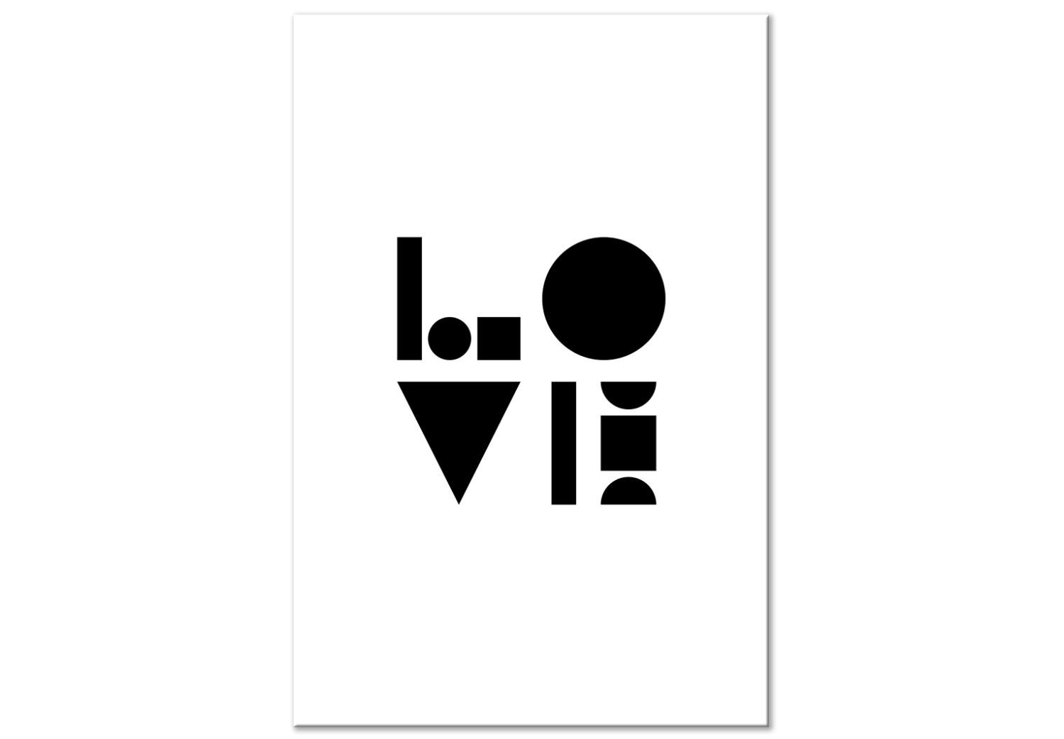 Canvas Geometric love - black minimalistic word LOVE on a white background