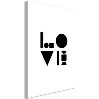 Canvas Geometric love - black minimalistic word LOVE on a white background