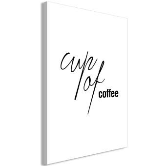Canvas Cup of coffee in English - black and white decoration for the kitchen