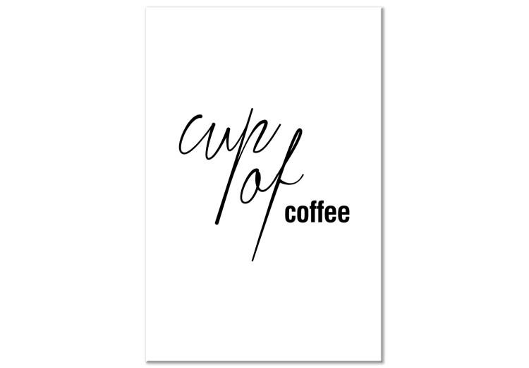 Canvas Print Cup of coffee in English - black and white decoration for the kitchen