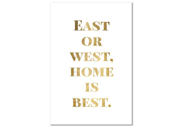 Canvas Print Gold word Home is best - golden english text on white background
