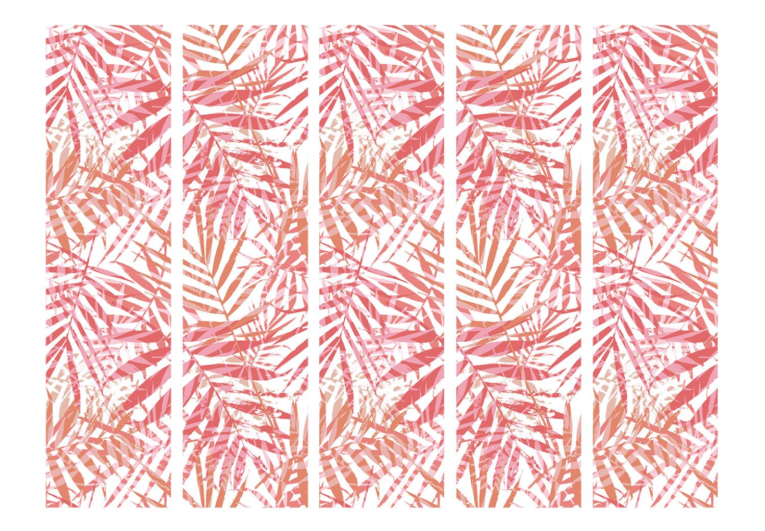 Room Divider Palm Red II - texture of red palm leaves on a white background
