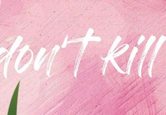 Poster Don't Kill My Summer Vibe - white text and flamingos on a pink background