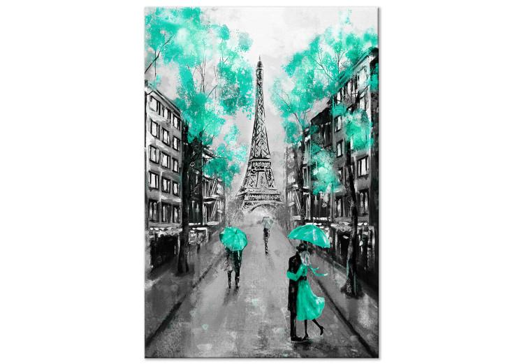 Canvas Print In the streets of Paris - landscape with the Eiffel Tower and people