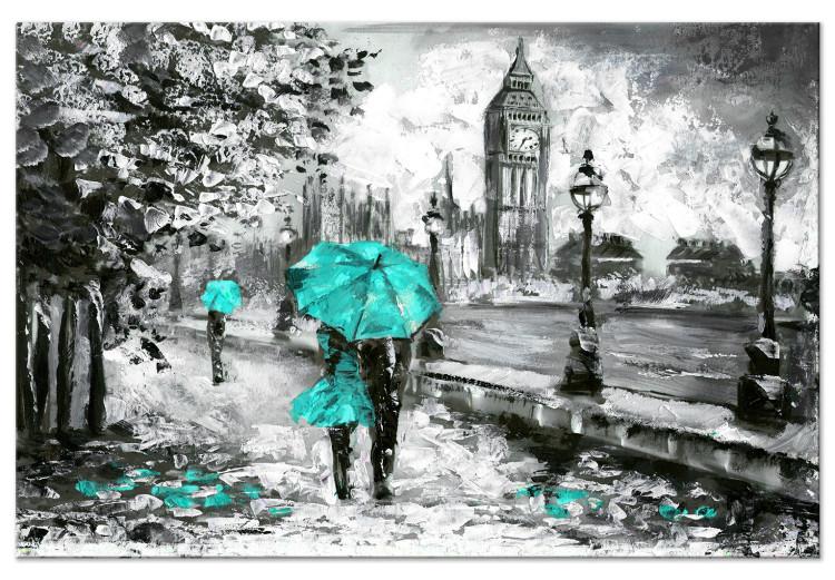 Canvas Print Walk in London (1 Part) Wide Turquoise